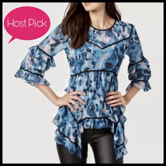 SALE!! NWT BAR III Unique Ruffled Blouse - Picture 2 of 4